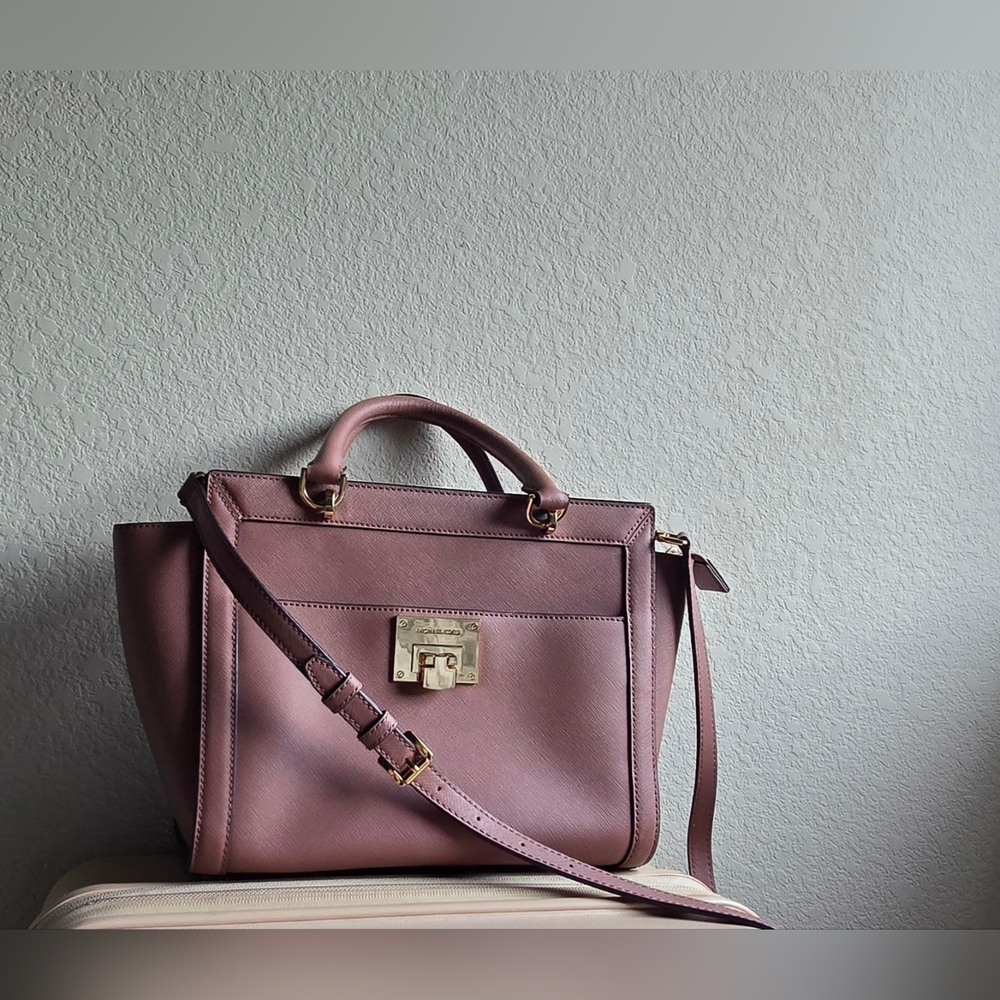 Michael Kors Tina Large Satchel/Crossbody Dusty Rose (Mauve) Authentic